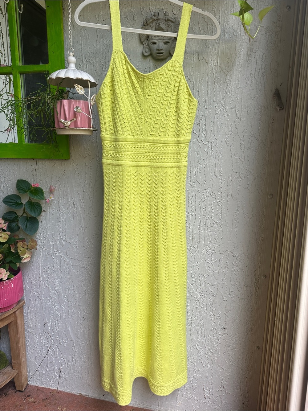 Haute Hippie Neon Yellow Textured Maxi Dress